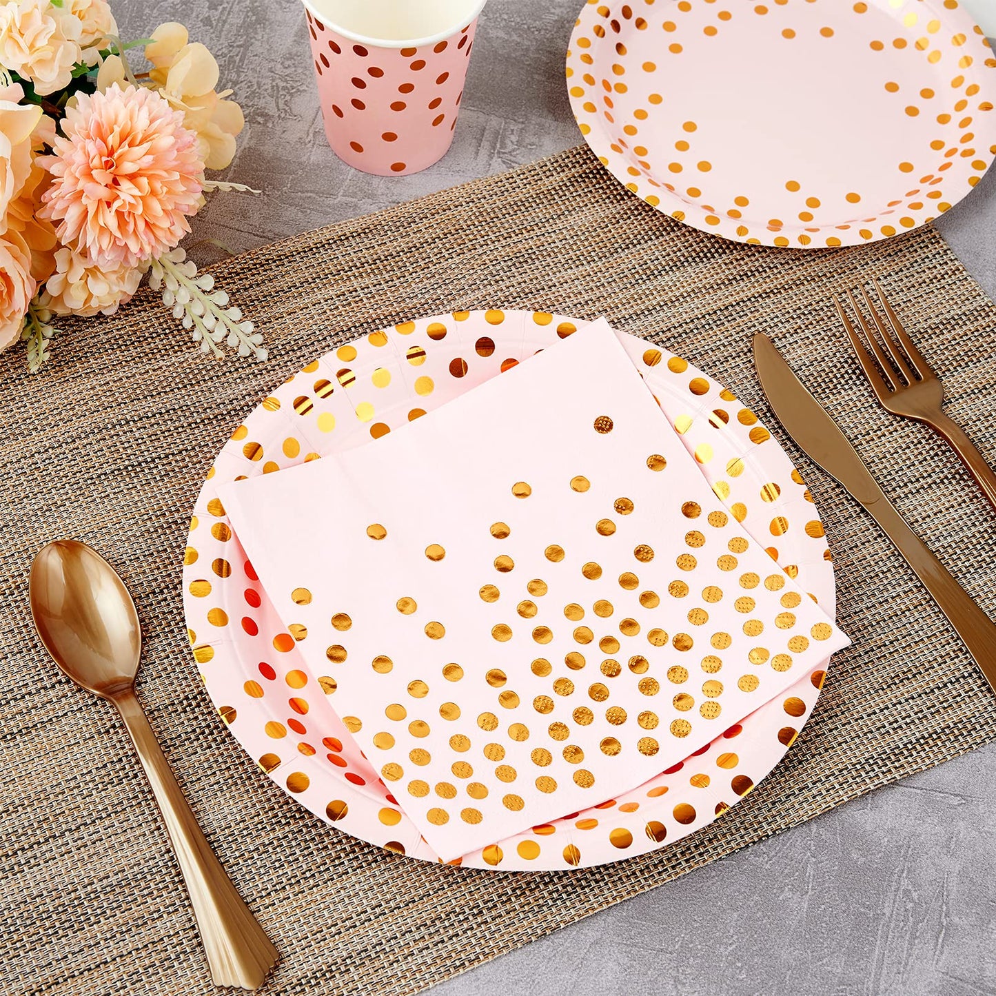 Bronzing Polka Dot Party Cutlery Knife Fork Spoon